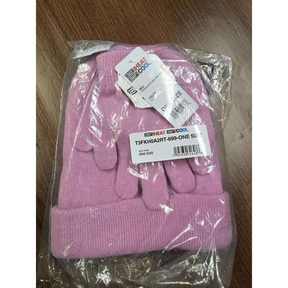 32 Degrees Pink Hat and Gloves Set Winter Warm Knit Cold Weather Gear